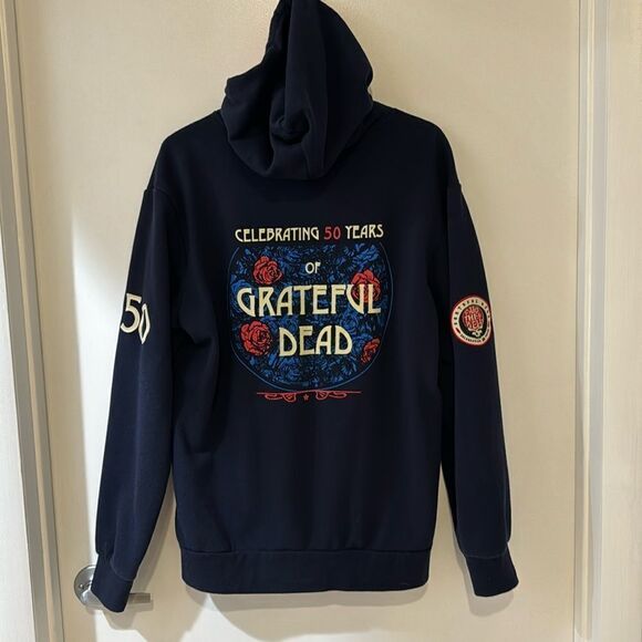 GRATEFUL DEAD blue vintage zip hoodie 50th anniv show Fare Thee Well medium - Picture 3 of 11